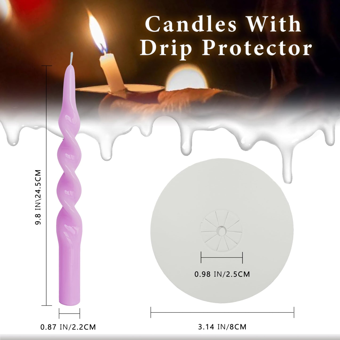 Spiral Taper Candle Tall Twisted Candlesticks -10 INCH Purple Candle Sticks Long Tapered Candle Unscented Candles with Candle Drip Tray for Holiday Wedding Party Home Decoration
