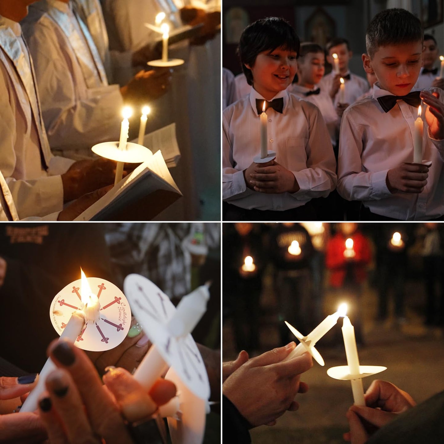 Wfmolcand 200 White Taper Candles with Drip Protectors Smokeless and Unscented 4.7'' H X 0.47'' D- Handheld Drip Guard,Church for Prayers, Vigil,Memorial Services, Religion,Shabbat, Prayer Candles