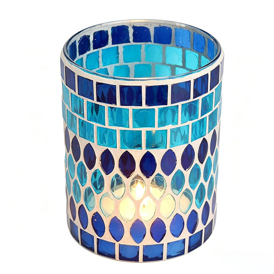 Glass Votive Candle Holder for Tealight, Mosaic Glass Tealight Candle Holder, Handmade Romantic Aromatherapy Candle Lamp Candle Jar Cup for Wedding Centerpiece Party Table Decorations