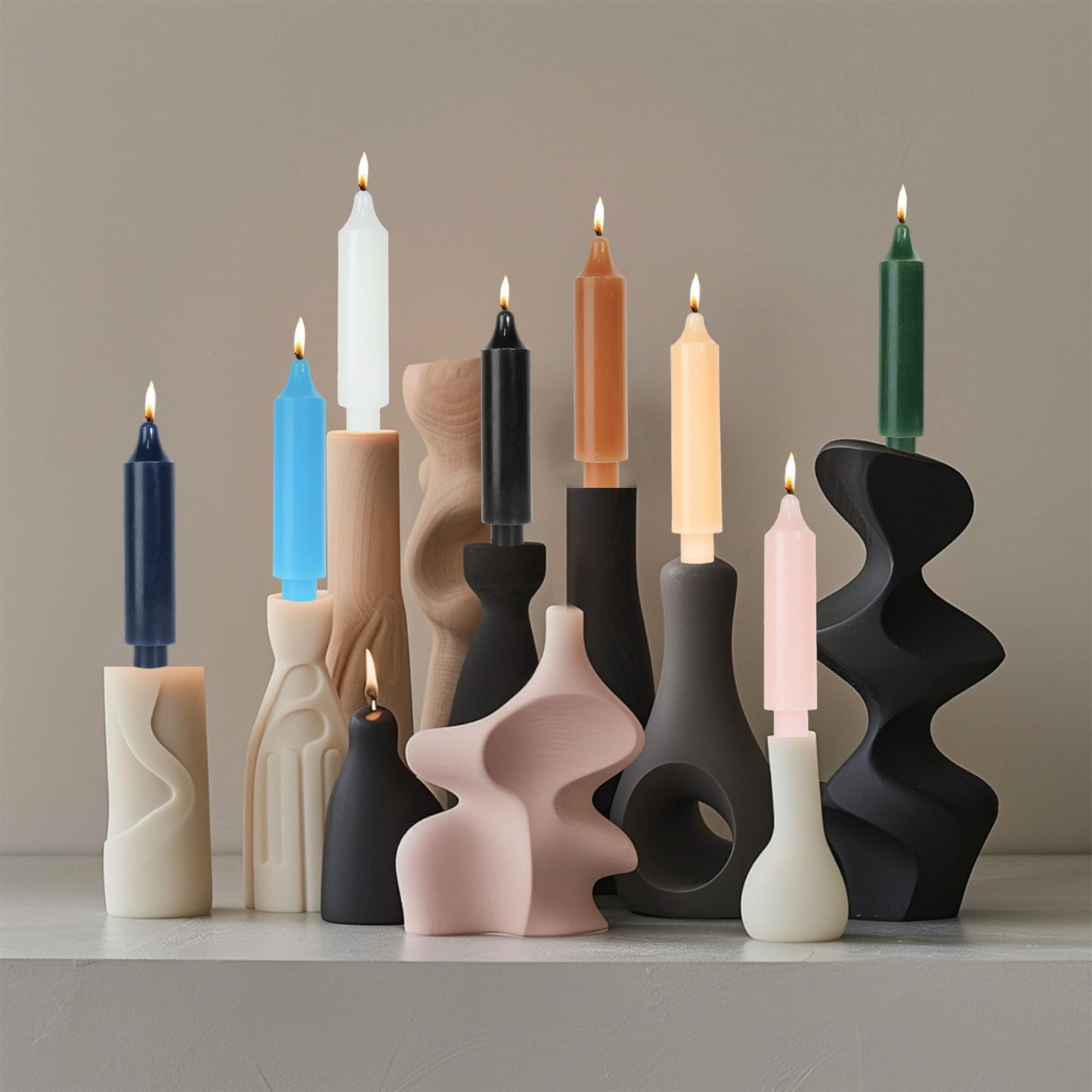 LPUSA Black Short Taper Candles 6 inch Candle Sticks Unscented Dinner Candle Dripless for Home Decor,Set of 4