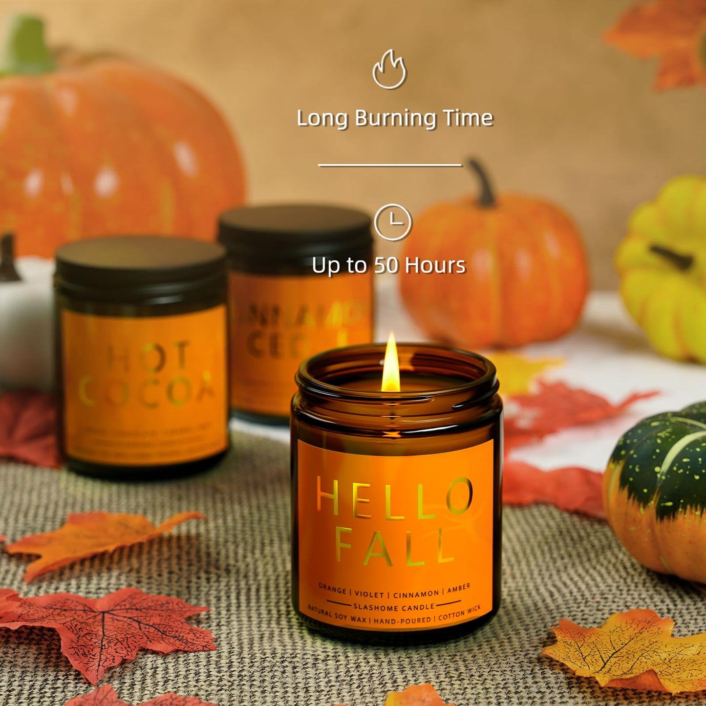 Fall & Christmas Candles, Soy Candles Set - 7Oz * 6 Pack, Holiday/Birthday/Christmas Gifts for Women & Men, Autumn Scents of Hello Fall/Spice Pumpkin/Apple Cider/Hot CocoaCinnamon & Cedar/Maple Latte