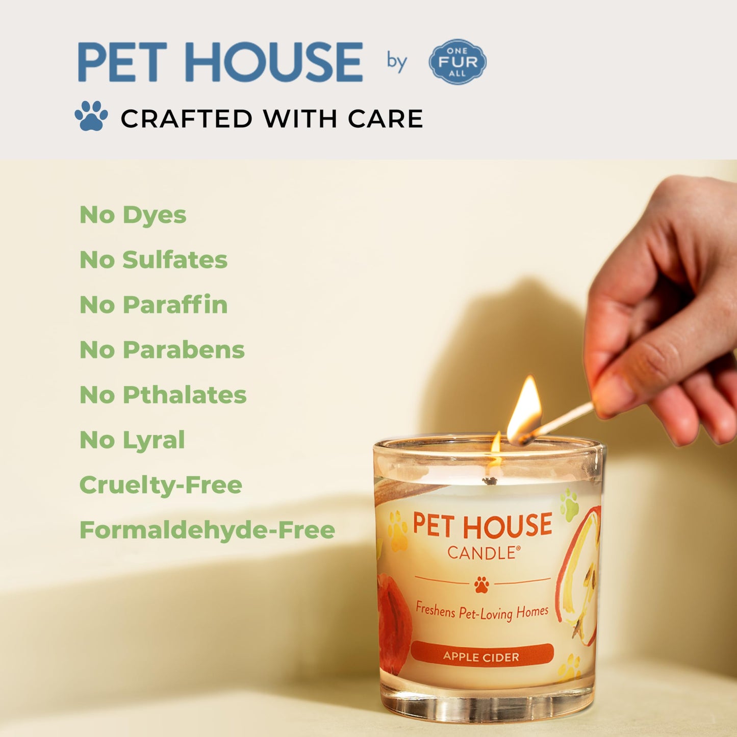 Pet House Candles, Natural Plant-Based, Long Lasting Candles for Pet Odor, 60 Hour Burn Time - Juicy Melon, 9 oz