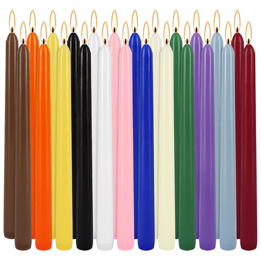 24 Pack Assorted Color Spell Chime Candles – Premium Unscented Dripless,Taper Candles for Rituals, Prayer, Birthdays, Meditation, Altar, Spells, Chime Candles - 10 Inch Tall - Ideal for Witches