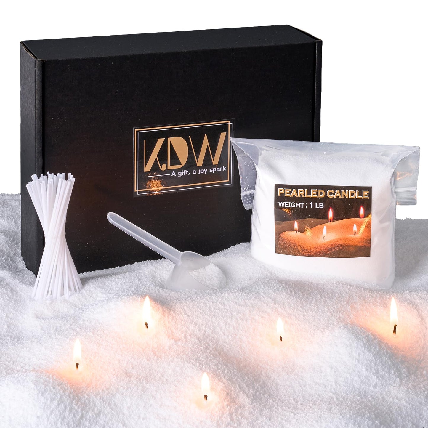 8LB Candle Sand- White Candle Beads, Sand Wax for Wedding Decor, Pearled Candles with Wicks (100 Pcs) & Spoons, Unscented for Powder Candle Making, Candles Refill Kit