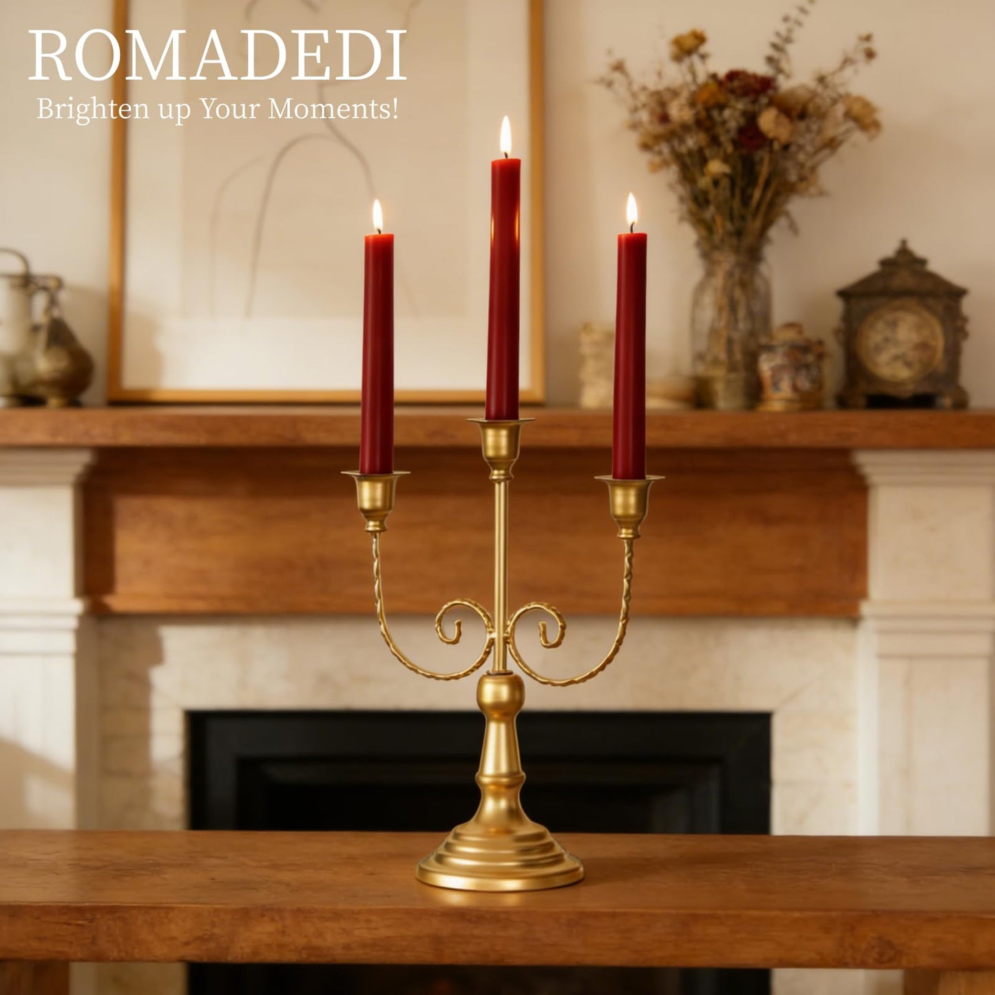 Romadedi Candelabra Black Candle Holders: 3 Arm Halloween Candlestick Holder 11.8" Gothic Home Decor for Party Table Centrepiece Mantel Christmas