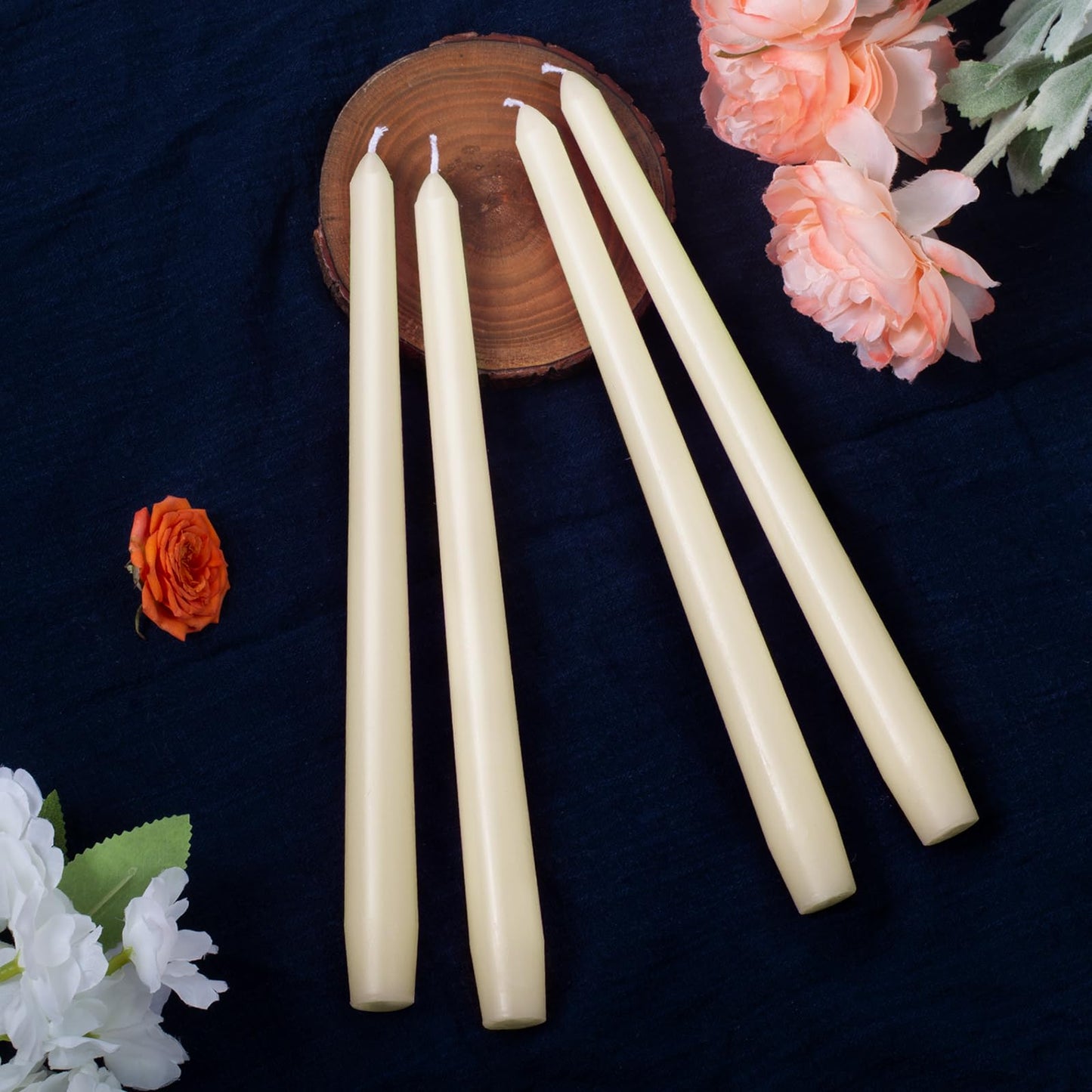 Everymoment Ivory Taper Candles - 12 Pack 10 Inch Candlesticks - Dripless & Smokeless Tapered Candle 8 Hours Unscented Cream Candle Sticks - Perfect for Wedding Holiday Dinner Party Home Decor
