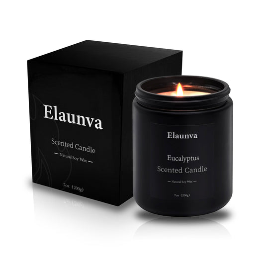 Elaunva Eucalyptus Scented Candle 7oz (200g), Natural Soy Wax Aromatherapy, Spring Fresh Home Scent, Stress Relief, Spring Easter Home Decor Gift for Men and Women