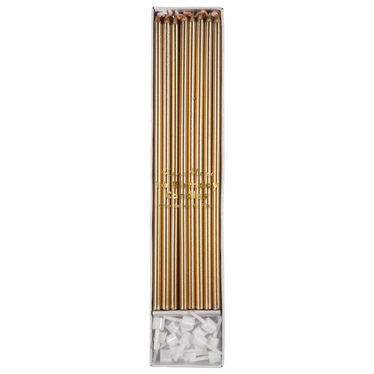 Meri Meri Long Birthday Candles for Cake (Pack of 16), 8.75" Tall Unscented Candles