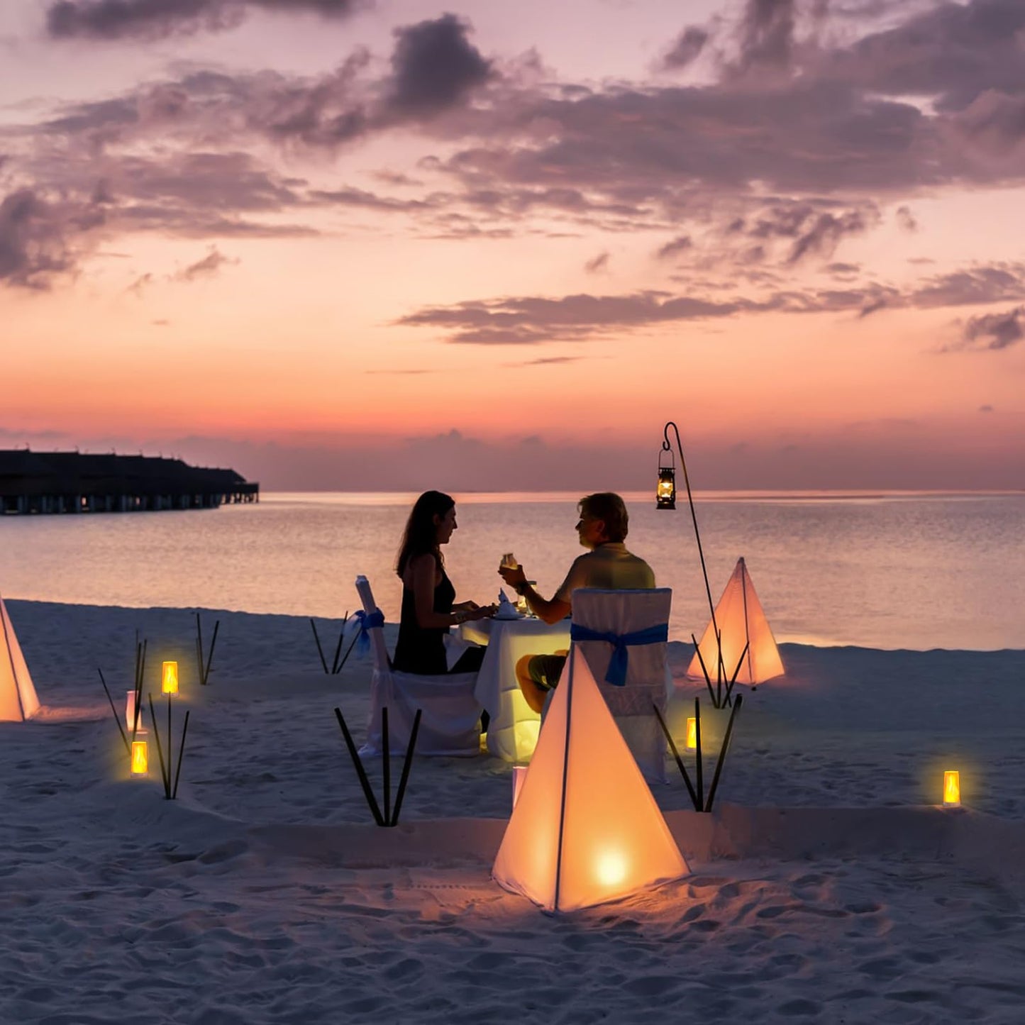 Hompavo 【Upgraded】 LED Flame Lights, 4-Mode Rechargeable Battery Operated Flameless Candles, Waterproof Pillar Flickering Lanterns for Living Room Bathroom Patio Wedding Party Christmas Home Decor
