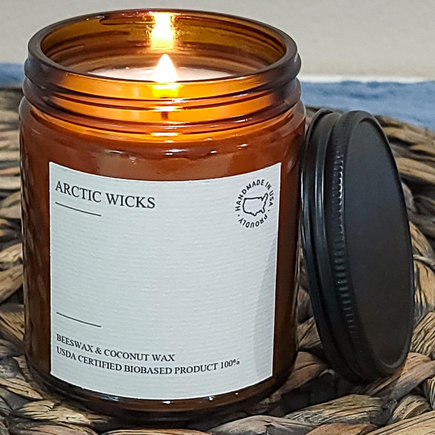 Arctic Wicks Scented Coconut Beeswax Candles | Coconut Beeswax Non Toxic Candle 9oz Amber | Farmhouse Candles Non-Toxic Clean Burn 100% USDA Certified Biobased (Frosted Fir - Fraiser Fir Tree)
