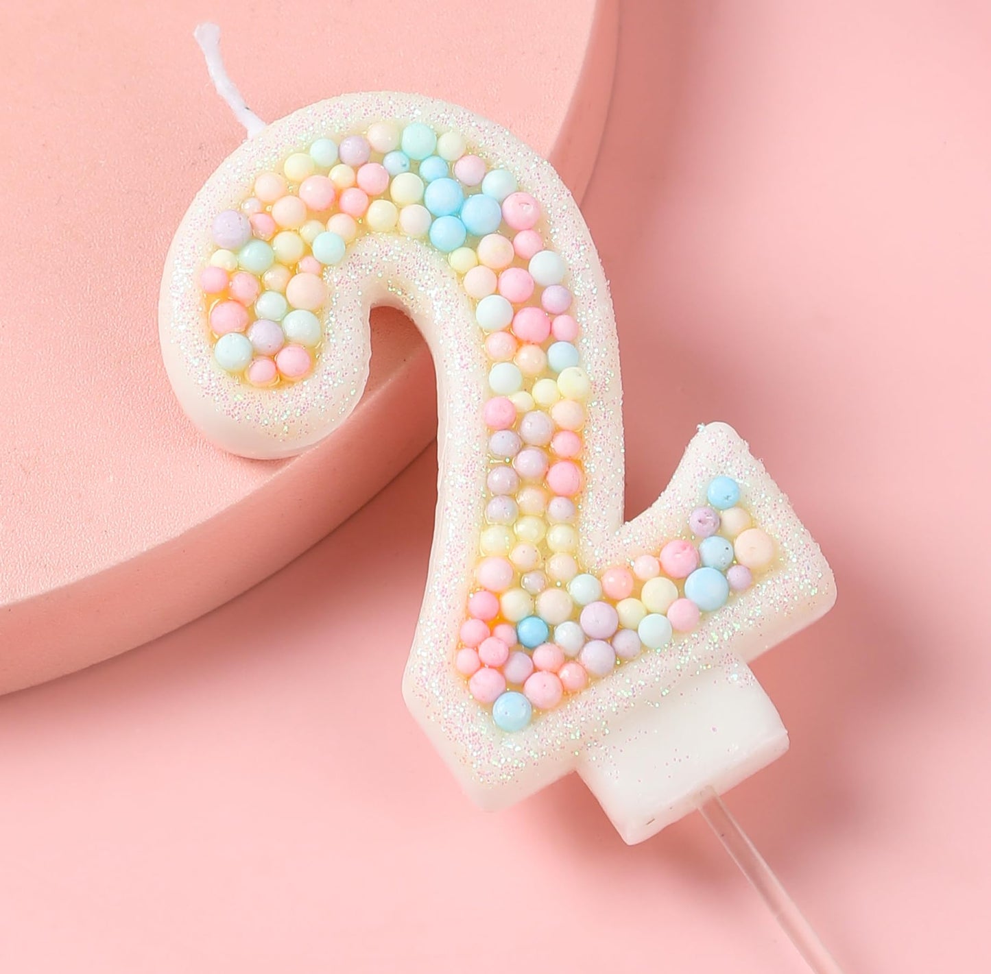 EAKE 20th Birthday Candle Macaron Glitter 3D Pastel Number 20 Candles for Birthday Cakes Girl Women Sweet Theme Birthday Wedding Anniversary Party Cake Decoration