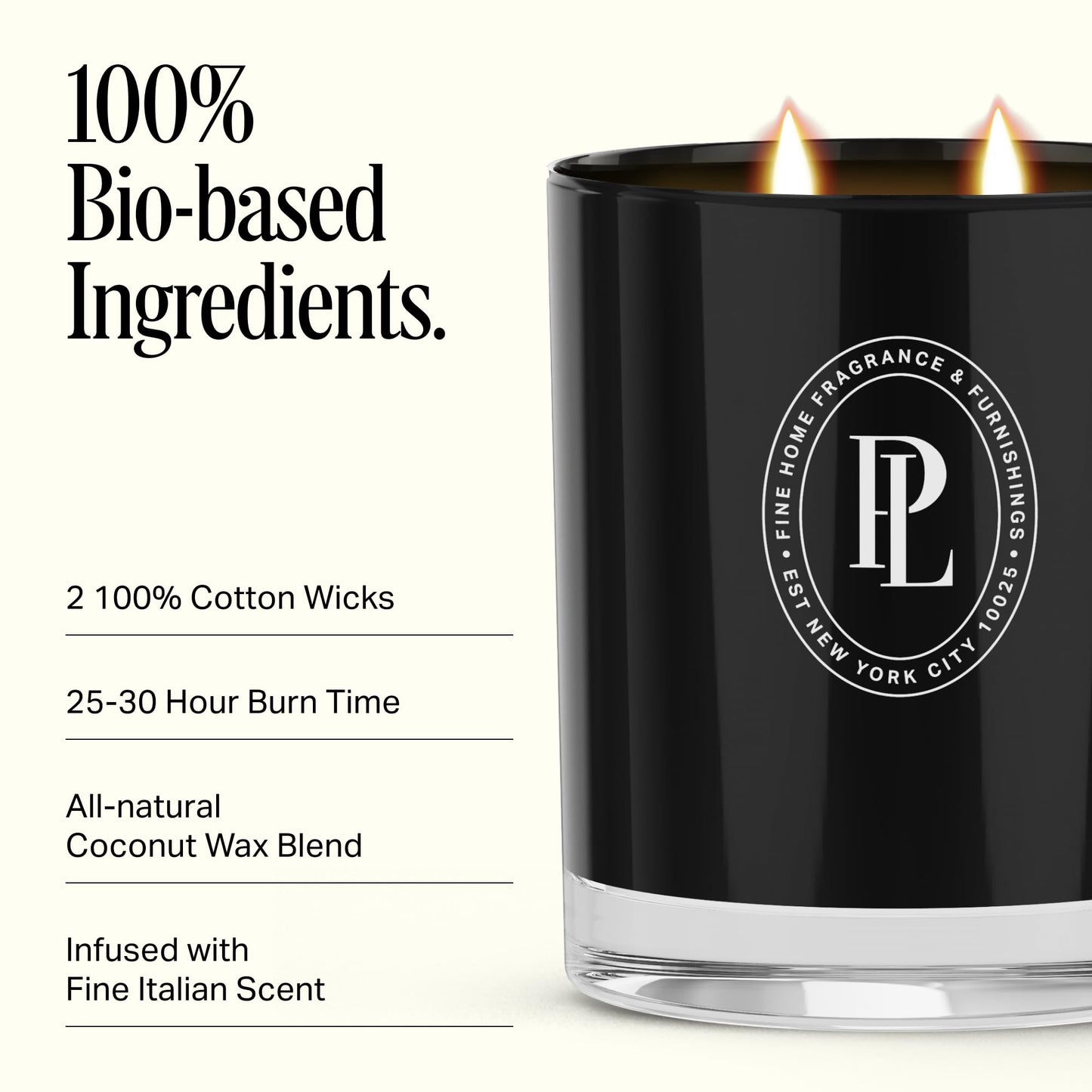 Preston Lane Luxury 2-Wick Scented Candle, Doheny Drive, 7.5 oz Hand-Poured in USA | Long Burn Time (20-30 Hrs), Vegan Soy Wax Blend, Decorative Glass Vessel, Fine Italian Fragrance