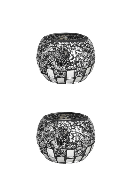 ELEGANTZ Tealight Candle Holder Centerpiece Table Decorations Luxury Mosaic Glass Candle Holder Dining Table Centerpiece Decor Elegant and Modern Tea Lights - Set of 2