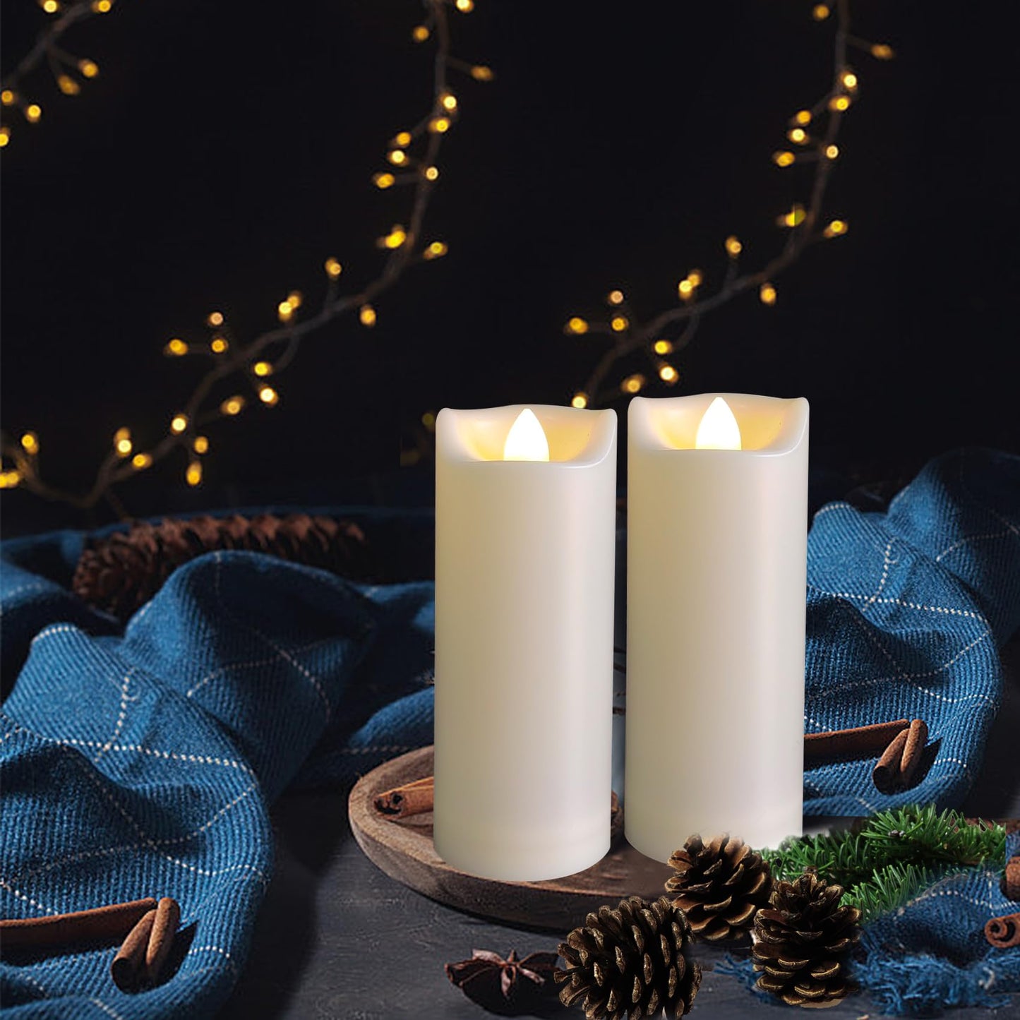 LED Battery Operated Candles 2"x5" Plastic Flickering Flameless Candles with Timer Outdoor Waterproof Wedding Party Halloween Christmas Birthday Decoration Gifts Realistic Slim Tall Pillar Candles