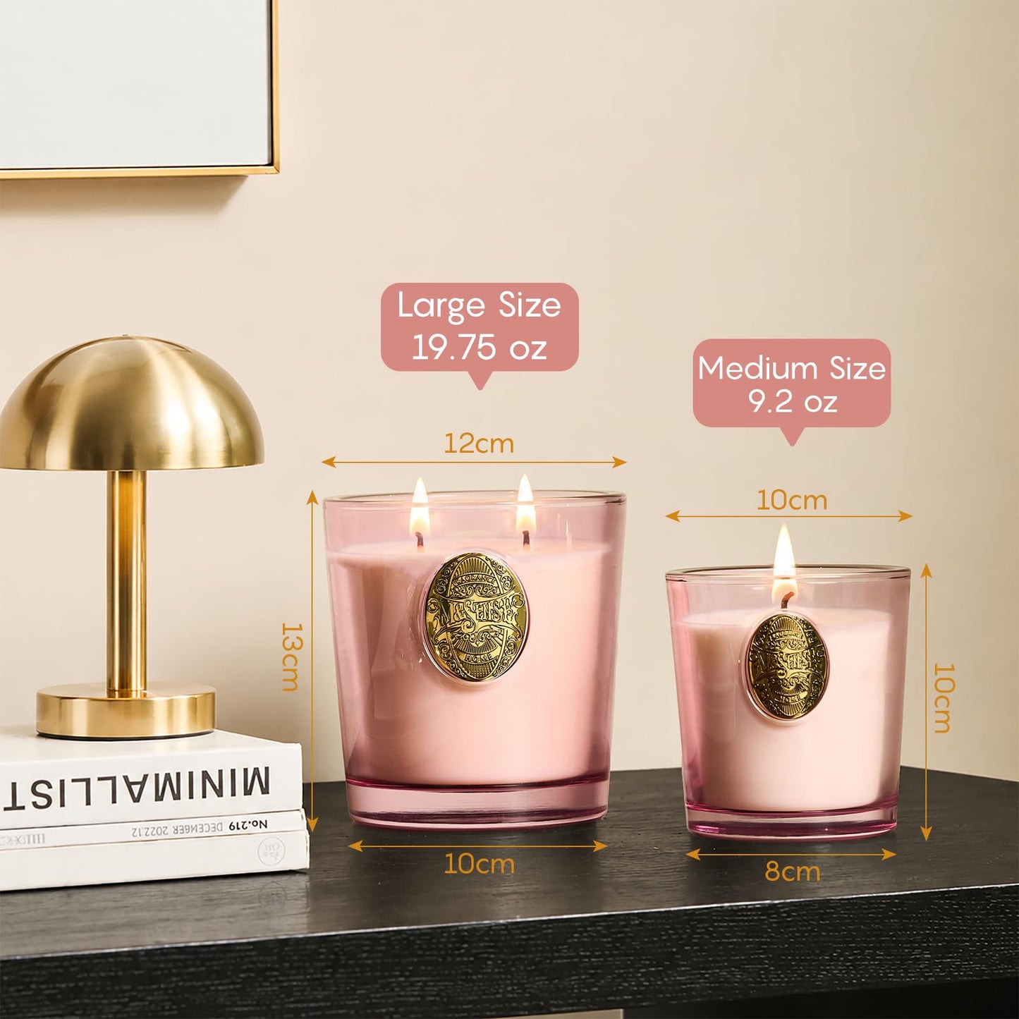 M&SENSE Natural Soy Candle | Saltwater Rose & Pink | 9.2 oz, 50H Burn Time | Candle Gift for Her | Scented Candle for Valentine’s Day
