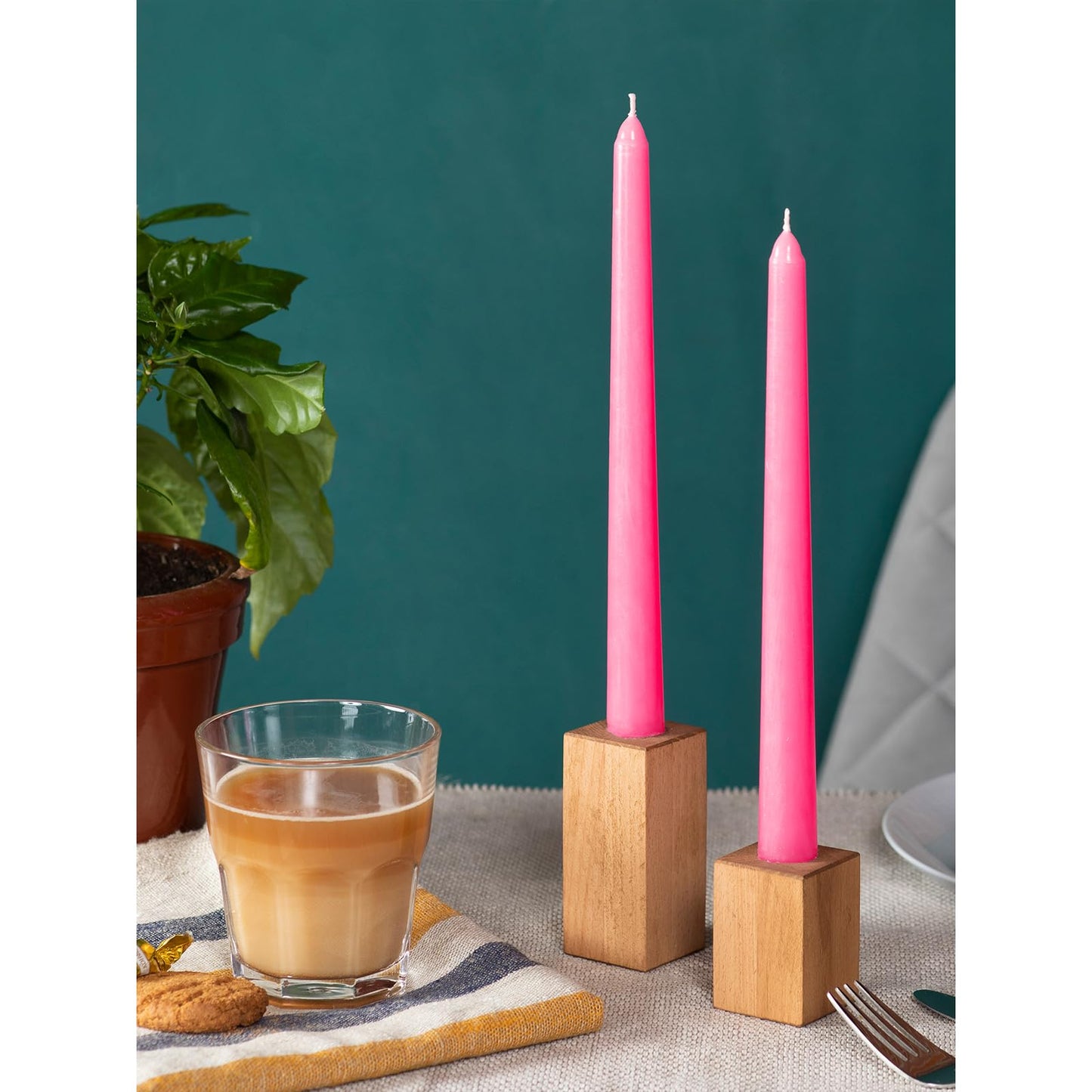 CANDWAX 12 inch Taper Candles Set of 4 - Dripless and Smokeless Candle Unscented - Slow Burning Candle Sticks - Pink Candles Taper