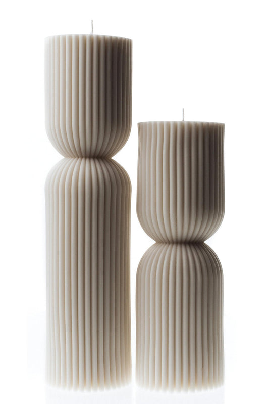 LAWA Hourglass Pillar Candle - Large Beautiful Handmade Pillar Scented Soy Wax Elegant Bubble Aesthetic Candle Housewarming Gift Home Room Shelf Decor Idea - White (Set of 2)