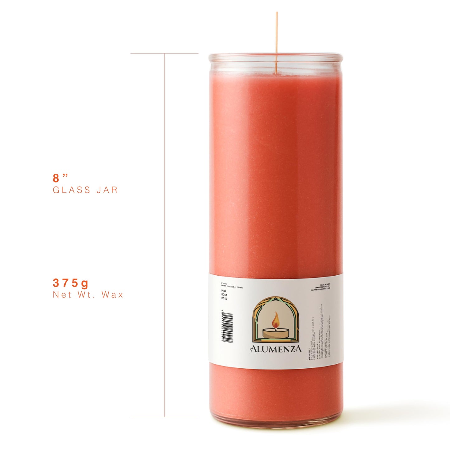 Alumenza 3 Pack Pink 7 Day Candles in Glass Jar – Paraffin Wax, Clean Burning Unscented | Large & Tall Devotional Prayer Pillar Candles for Home, Memorial, Spells, Long Lasting