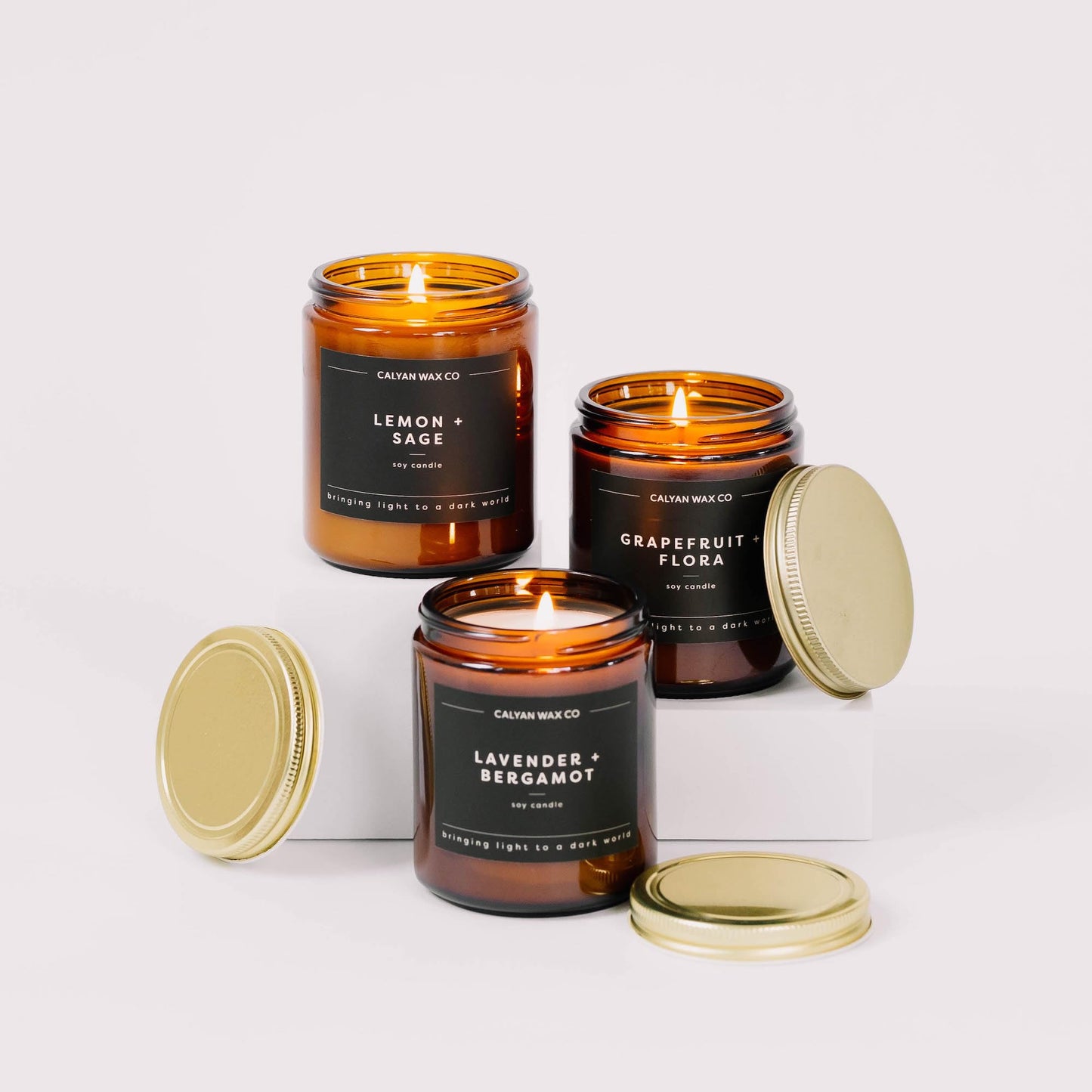 Calyan Wax Co. Cedar & Tobacco Scented Candle - 57 Hour Burn - Luxury Clean Soy Wax Candles - Long Lasting Amber Glass Jar Candle for Home - 7.2oz