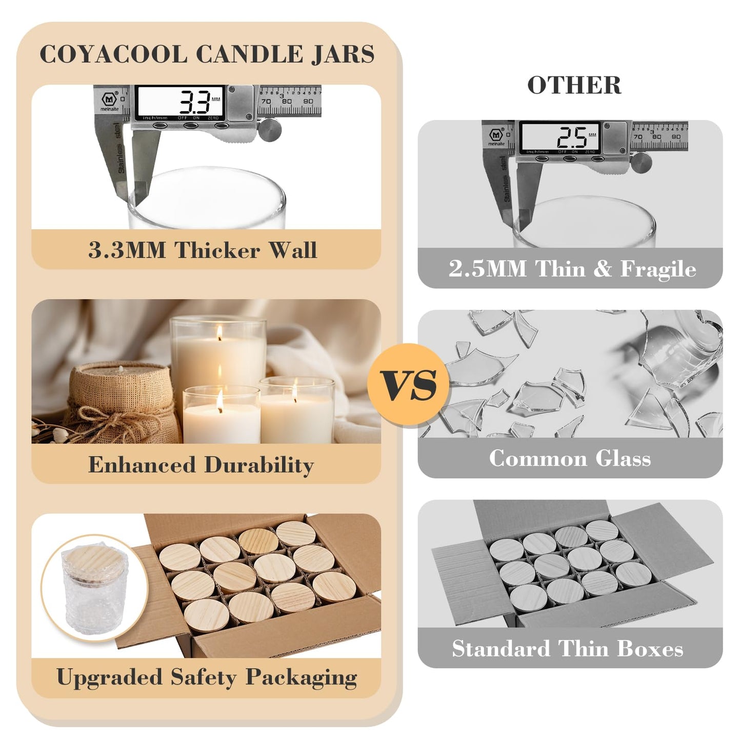 COYACOOL 12PCS Candle Jars for Making Candles, 7 oz Thick Empty Glass Candle Making Jars with Bamboo Lids, in Bulk, Frosted Pink