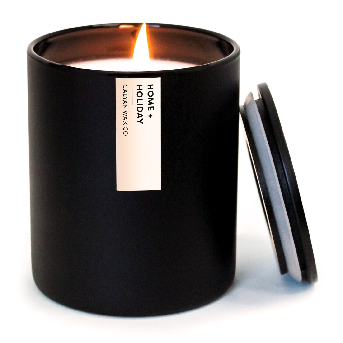 Calyan Wax Co. Home & Holiday Scented Candle - 75 Hour Burn - Luxury Clean Soy Wax Candles - Long Lasting Black Tumbler Jar Candle for Home - 10.2oz