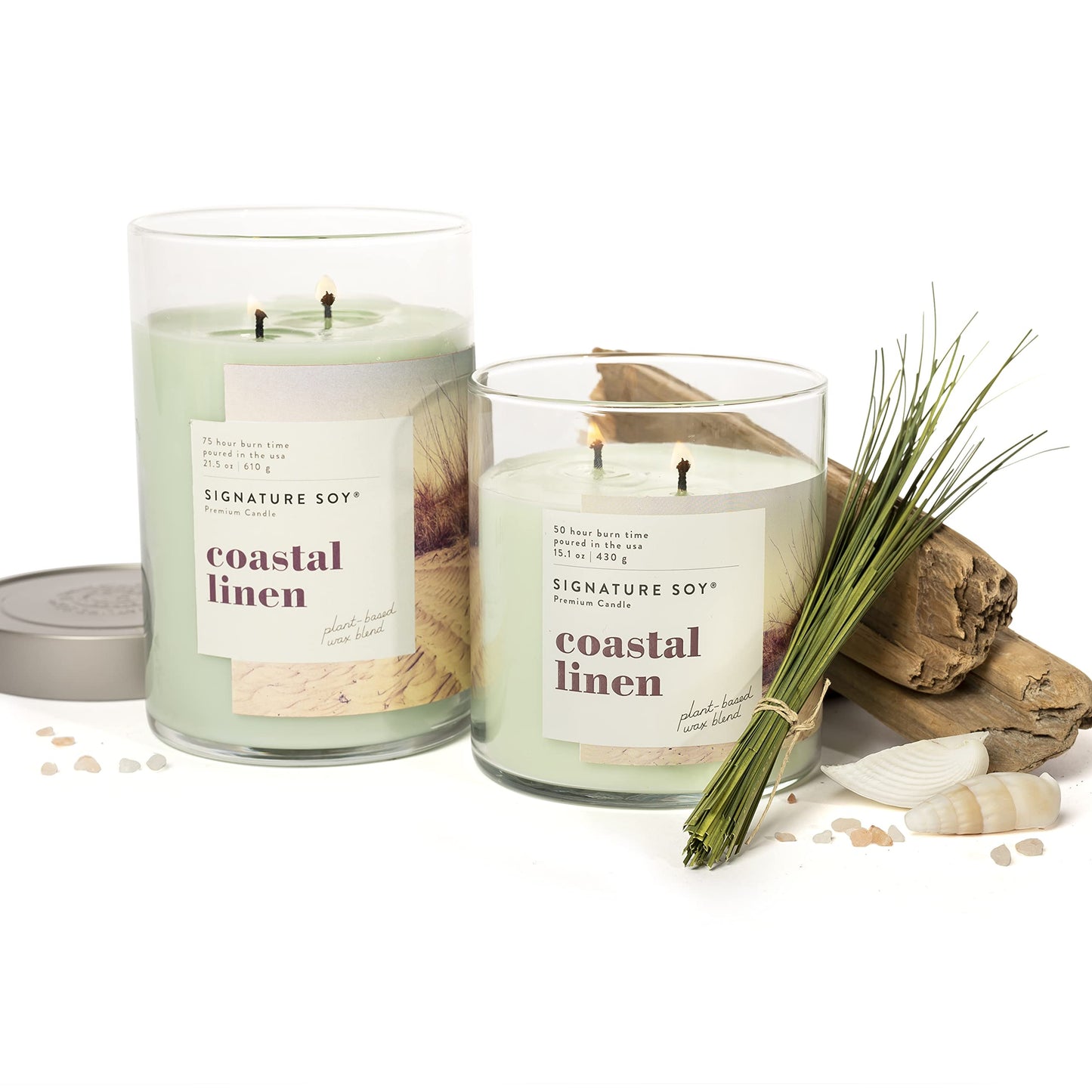 Signature Soy Lidded Coastal Linen Scented Candle, Extra Large Jar