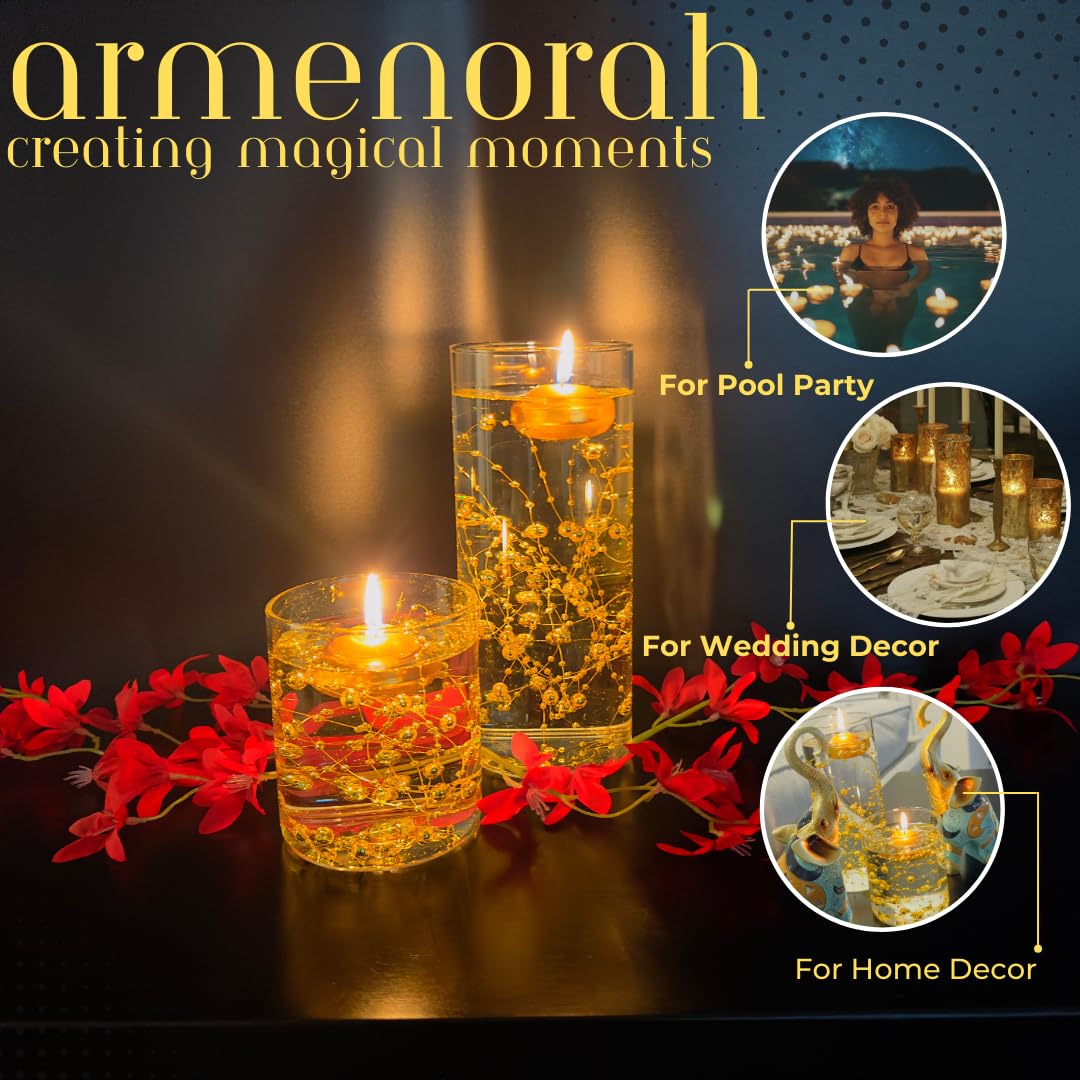 Armenorah Gold Floating Candles, 1.75' Wedding Favors, Unscented, 24 Count