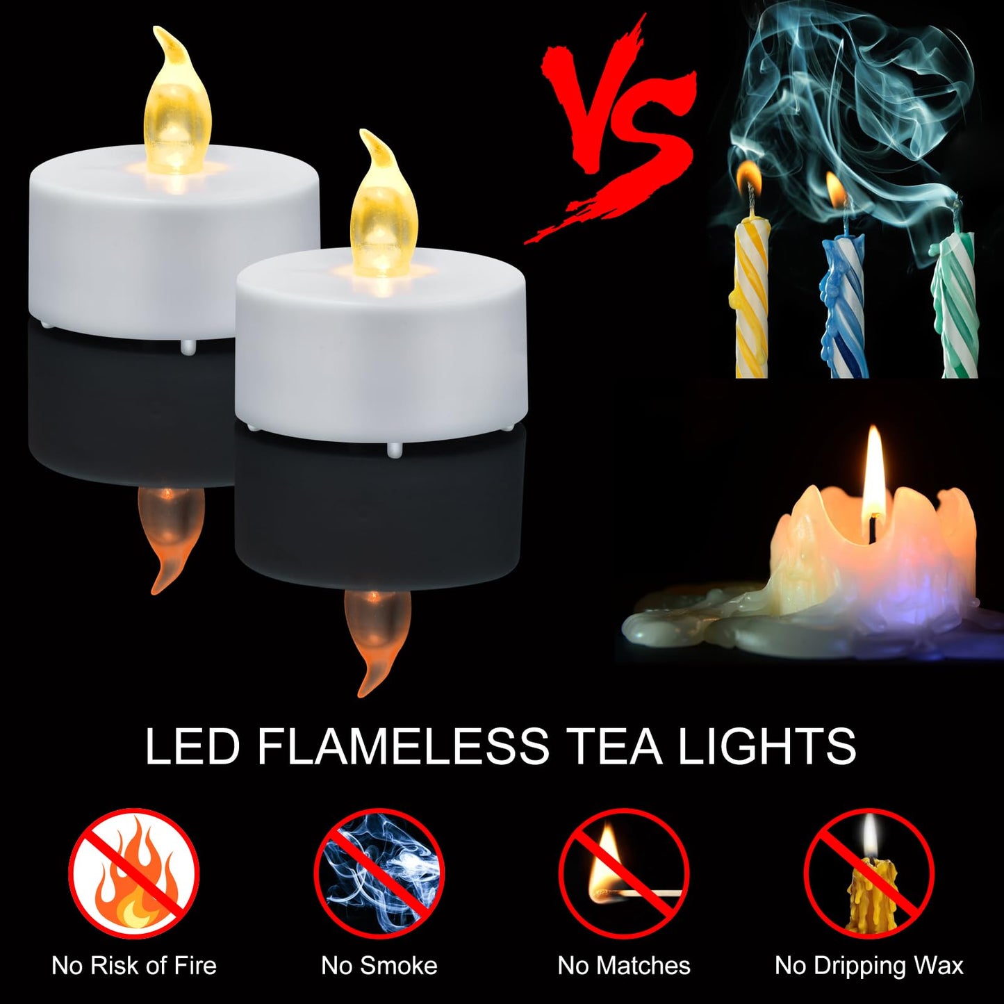 24Pack LED Tea Light Remote Control Battery Operated Flameless Candles Realistic and Bright Flickering Long Lasting 400 Hours Electric Candles for Christmas Home Party Wedding Decor (Warmyellow)