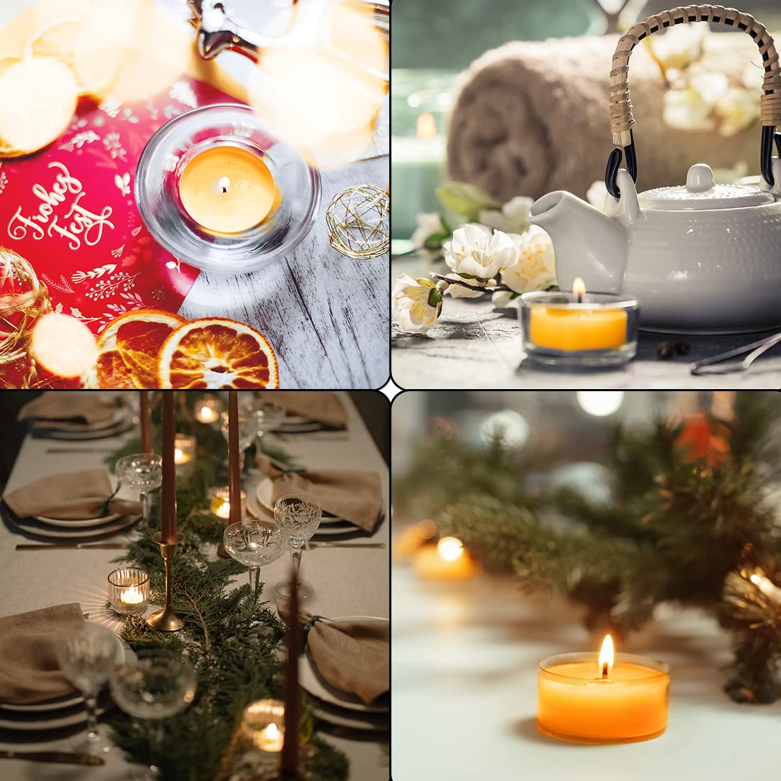 50PCS Pure Beeswax Tealight Candles, Natural Scent, Clear Cup， Raw