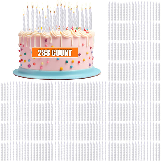 MTLEE 288 Pcs Birthday Candles Bulk Spiral Cake Candles for Celebrating Birthday Cake Decorations for Holiday Party Supplies (1 Color)