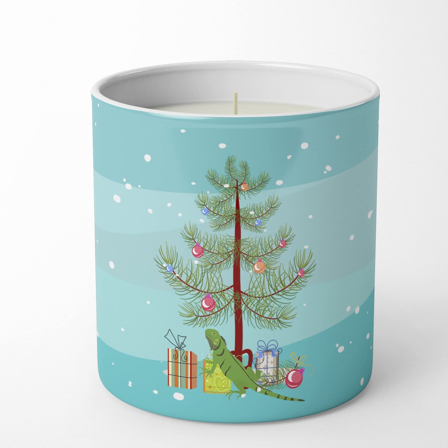 Caroline's Treasures CK4544CDL Iguana Merry Christmas 10 oz Decorative Soy Candle Nature Soy Wax Essential Oil Home Decor Ideal for Bedroom Kitchen Bath Office Gift, 10 oz