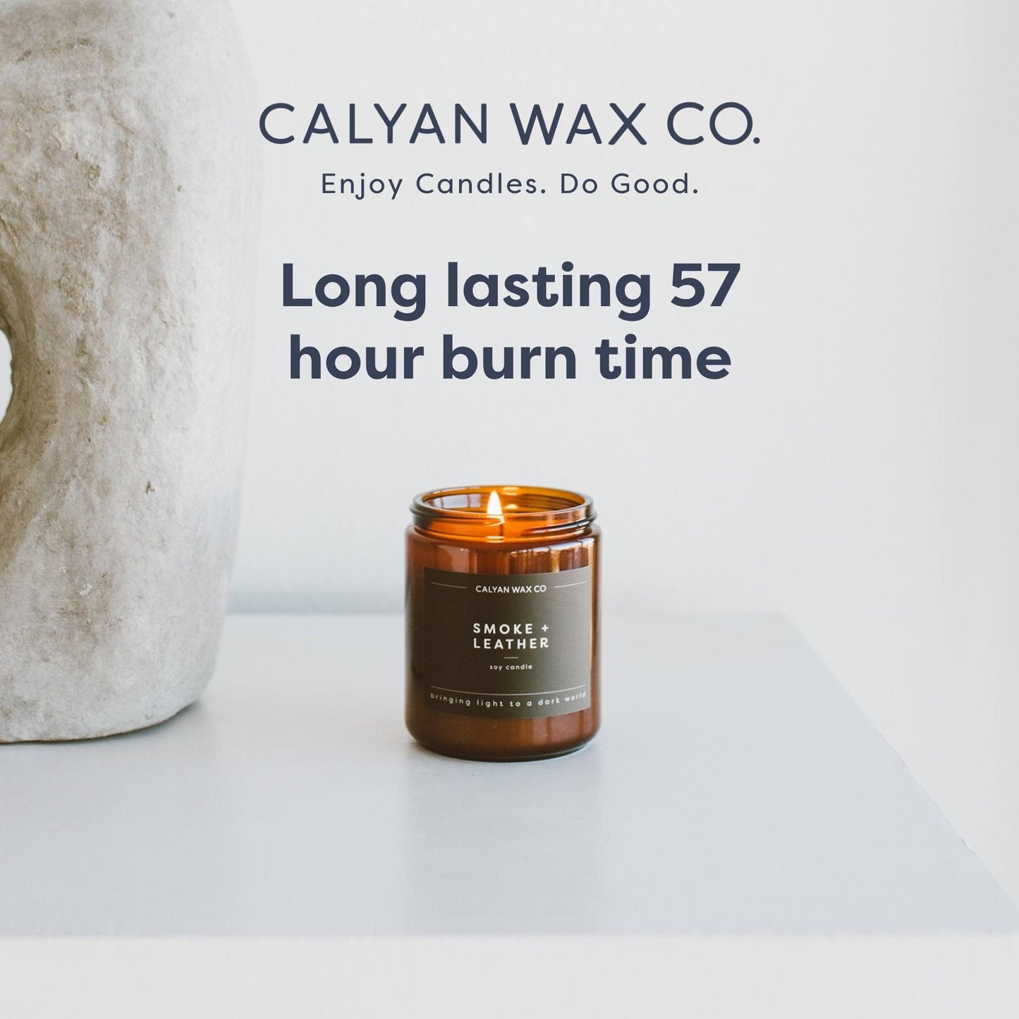 Calyan Wax Co. Lavender & Bergamot Scented Candle - 57 Hour Burn - Luxury Clean Soy Wax Candles - Long Lasting Amber Glass Jar Candle for Home - 7.2oz