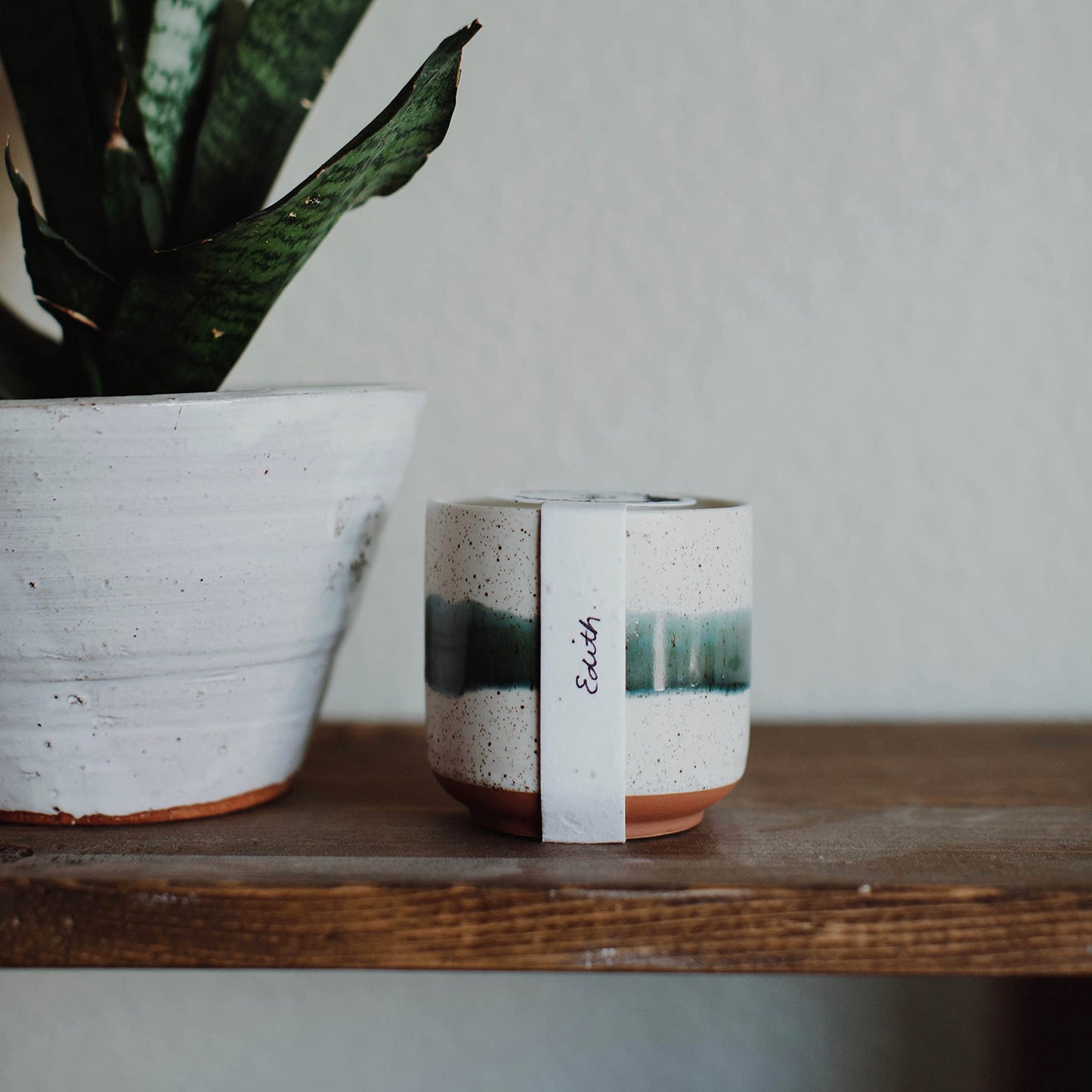 Hyggelight - The Growing Candle, Sandalwood & Vanilla Scented, 8.5oz Ceramic Pot, Aromatherapy Candles for Home, 100% Soy, Edith