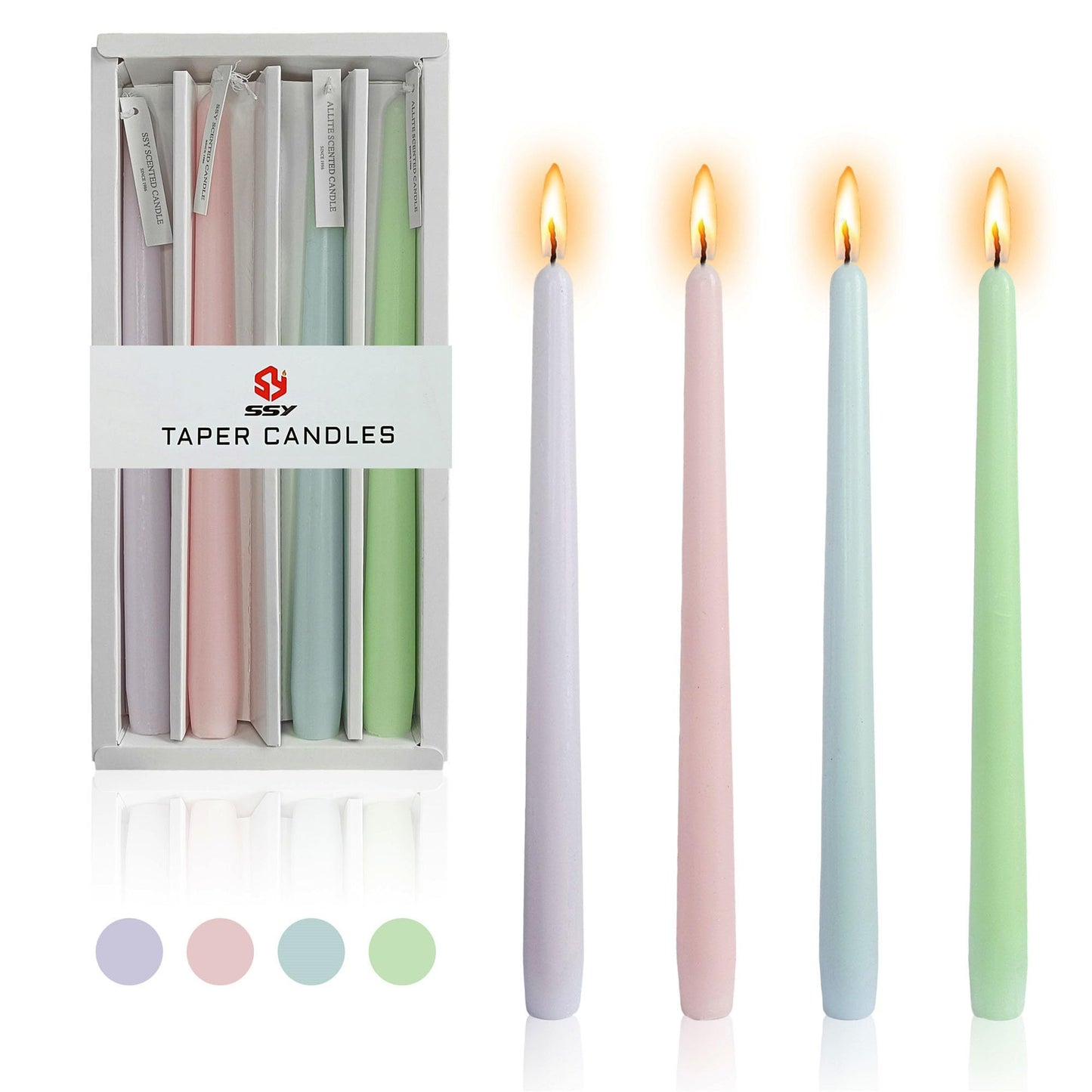 Gedengni 8pcs Dripless Candle Sticks Summer Taper Candlesticks,10 Inches Pink Tapered Candles Green Candle Stick Colorful Taper Candles Blue Dinner Candle Wax for Home Party Women Gift