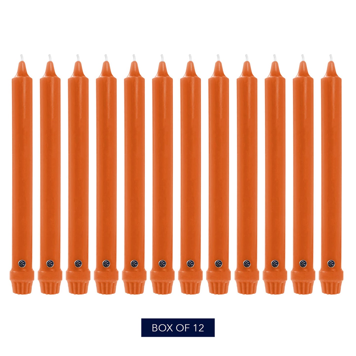 Colonial Candle Unscented Taper Candle, Classic Collection, Pumpkin, 12 in, Pack of 12 - Up to 10 Hours Burn