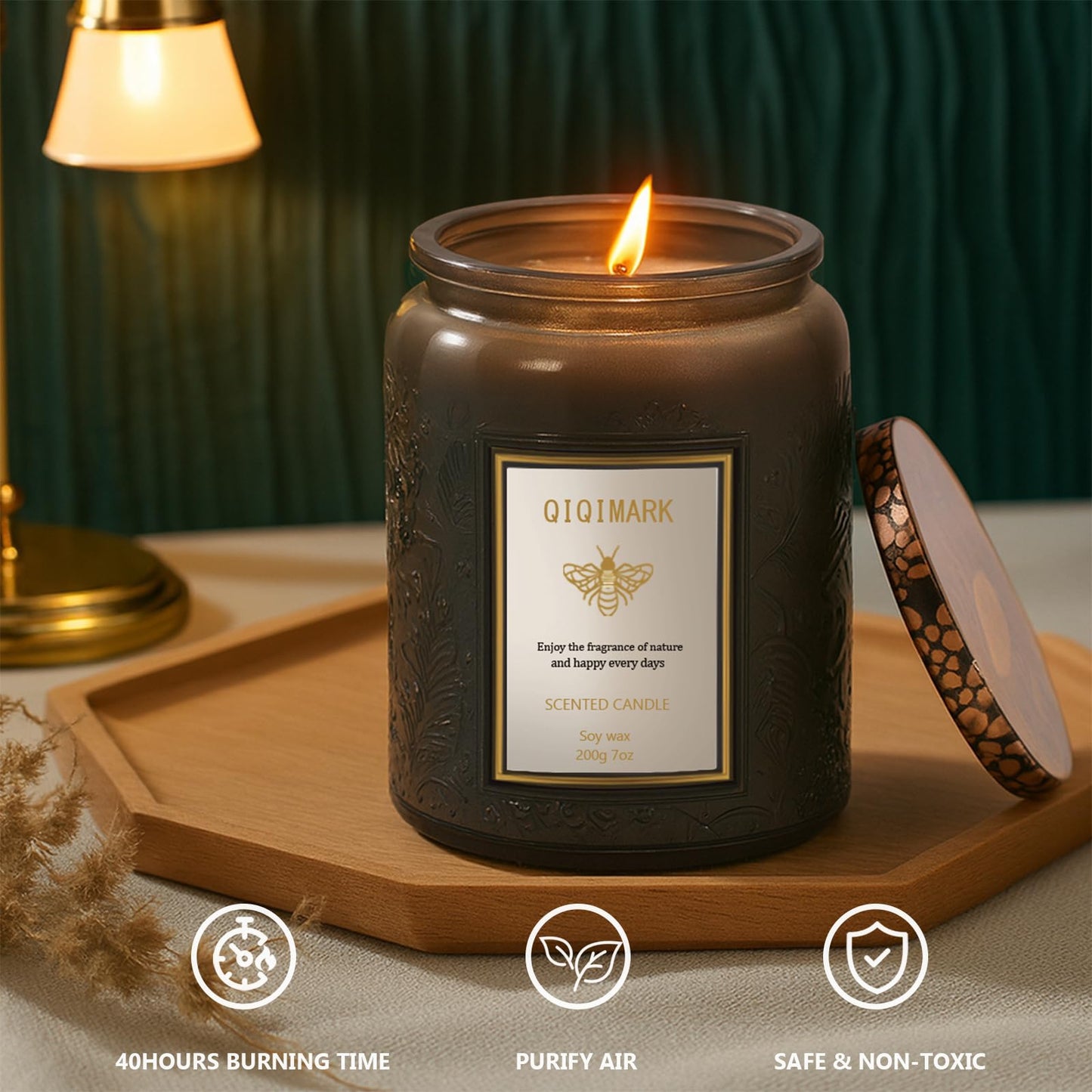 Gift for Dad, Blue Volcano Scented Candle for Home, Luxury Soy Wax Candle, 50 Hour Long Lasting Aromatherapy Candle, Coastal Home Decor Gift for Men, Birthday, Housewarming, Relaxation 7 oz
