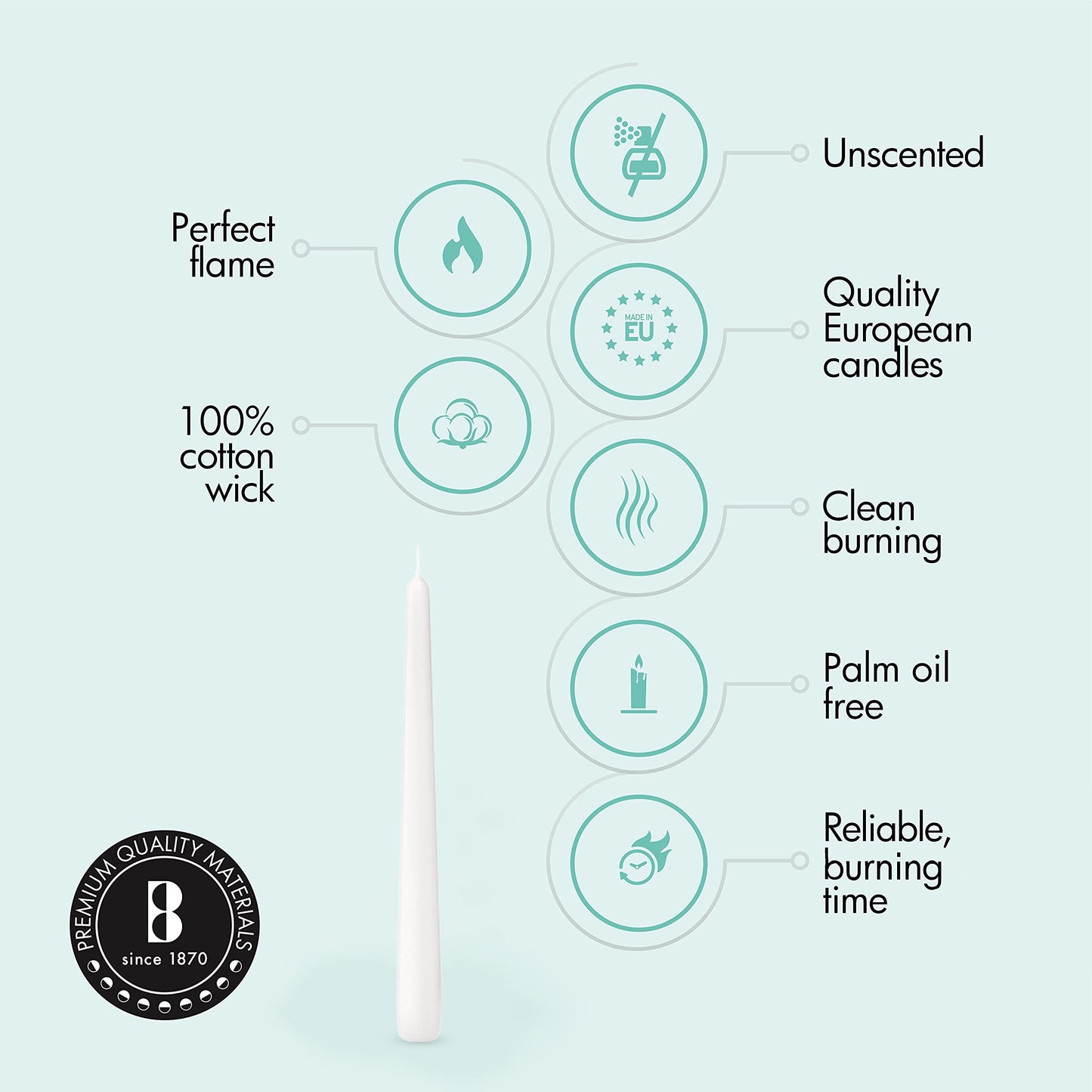 BOLSIUS 60 Count Household White Taper Candles - 10 Inches - Premium European Quality - 8 Hours Burn Time - Unscented Dripless and Smokeless Home Decor, Restaurant, Wedding, and Party Candlesticks
