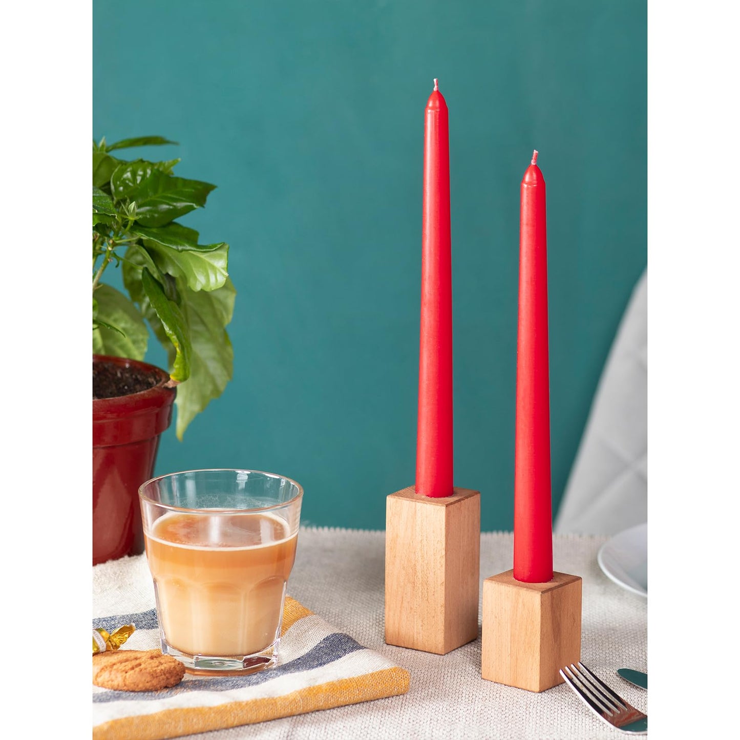 CANDWAX 10 inch Red Taper Candles Set of 4 - Unscented Smokeless Dripless Long Burning Candlesticks - Perfect as Taper Candlesticks for Dinner or Holiday Home Decor - Red Candle Sticks