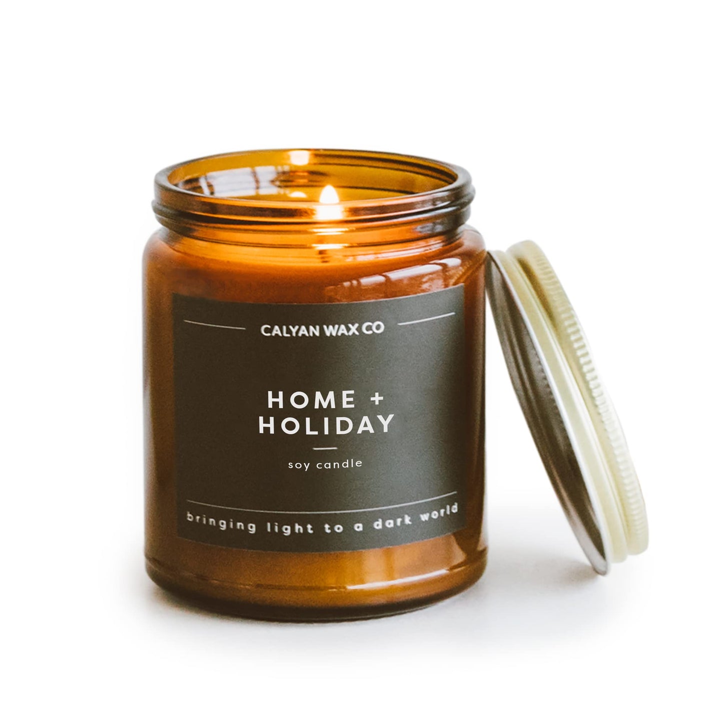 Calyan Wax Co. Home & Holiday Scented Candle - 57 Hour Burn - Luxury Clean Soy Wax Candles - Long Lasting Amber Glass Jar Candle for Home - 7.2oz