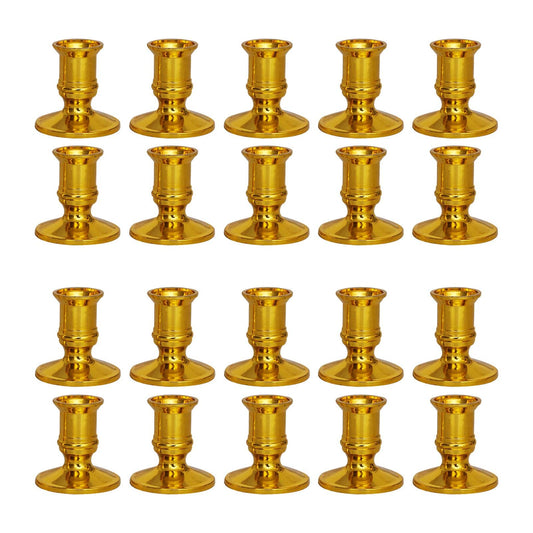 CALIDAKA 20pcs Taper Candle Holders - Gold/Silver Pillar Candle Stand for Table Centerpiece, Wedding, Party Festival Decor
