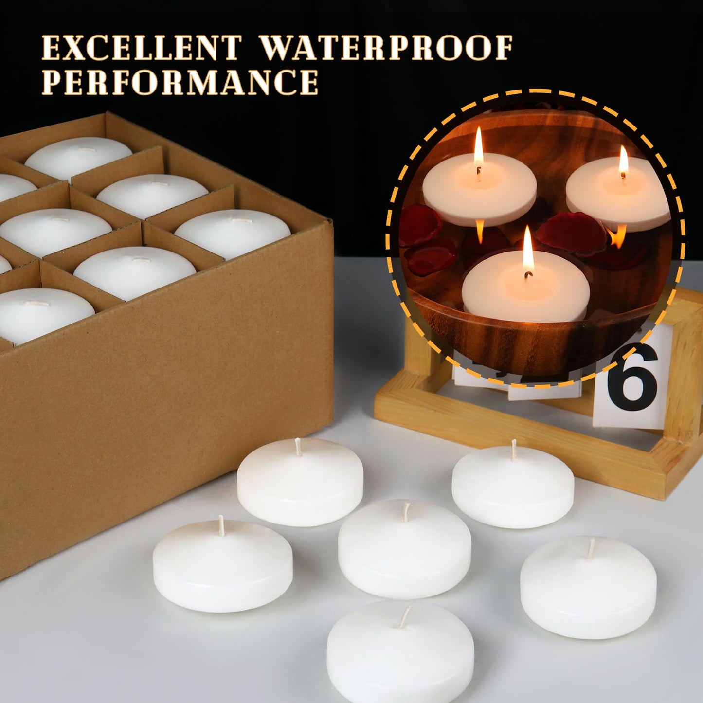 Soy Tealight Candles 120 Pack, 6 Hours Long Burning,3 inch White Floating Candle, 60 Pack