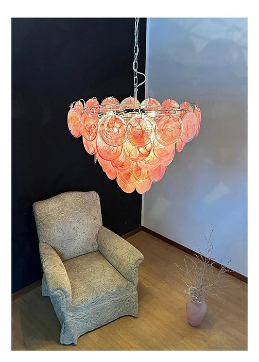 Chandelier Modern Luxury Colored Glass Chandelier Restaurant Living Room Villa Bedroom Hotel Retro Art LED Pendant Lamp Home Lighting Decor(Natural,80cm)