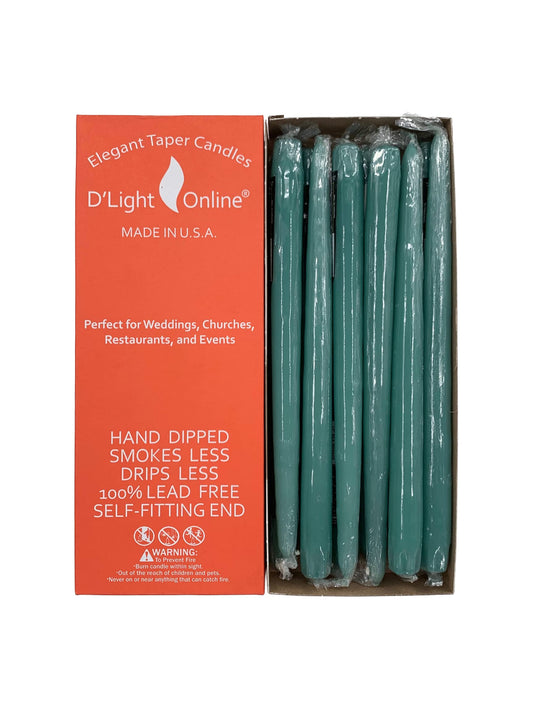 D'light Online Elegant 12" Taper Candles Premium Quality Candles, Hand-Dipped Tapers, Dripless and Smokeles - Set of 12 Individually Wrapped (12 Inch, Sea Breeze Green)