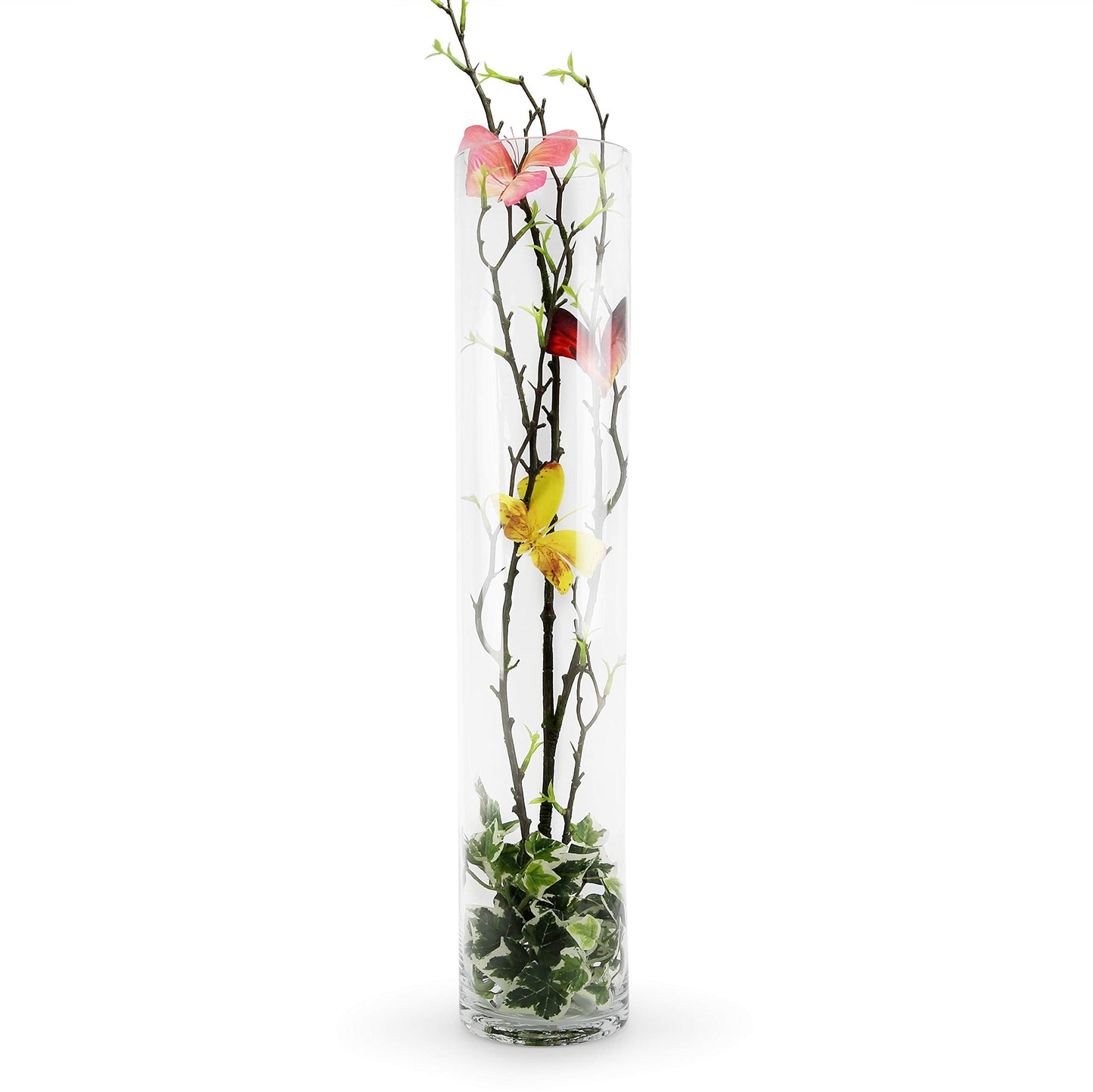 WGVI Quality Thick Weighted Tall Clear Cylinder Glass Vases, 4" W x 18" H, Flower Arrangement Floating Candle Holders Wedding Centerpieces Event Floral Container Display Decor, Bulk Wholesale, 6 Pcs