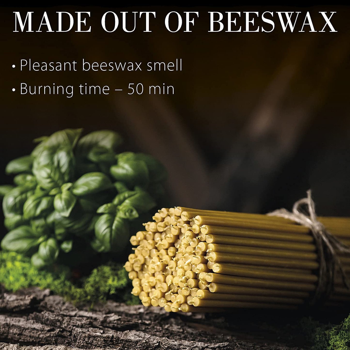 Danilovo Pure Beeswax Candles - Honey-Scented, Decorative Thin Taper Candles - Ideal for Birthday Decoration or Church Prayers - Drip Free, Tall & Smokeless Pack of 350 pcs, 6.5 x 0.22 inch