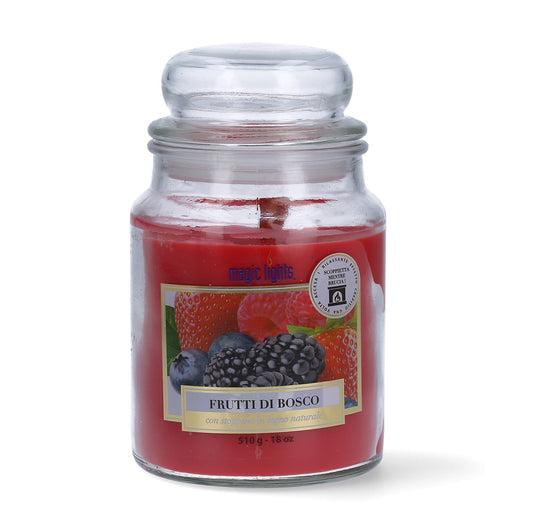 Candle jar 510g Berries with Natural Wood Wick, Made in Italy