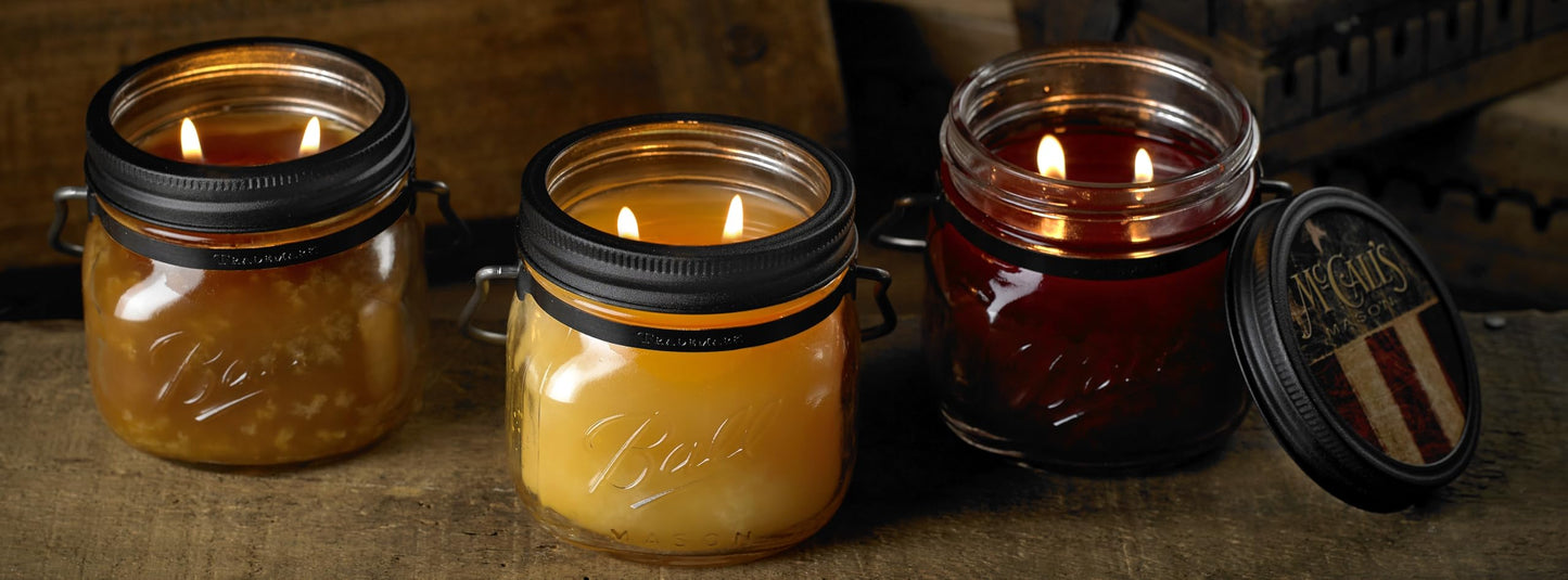 McCall’s Candles | Pumpkin Spice | 16 oz Two-Wick Scented Candle | USA-Poured | Vintage Mason Jar with Carrying Handle | Nutmeg, Cinnamon, Clove & Orange Fall Fragrance