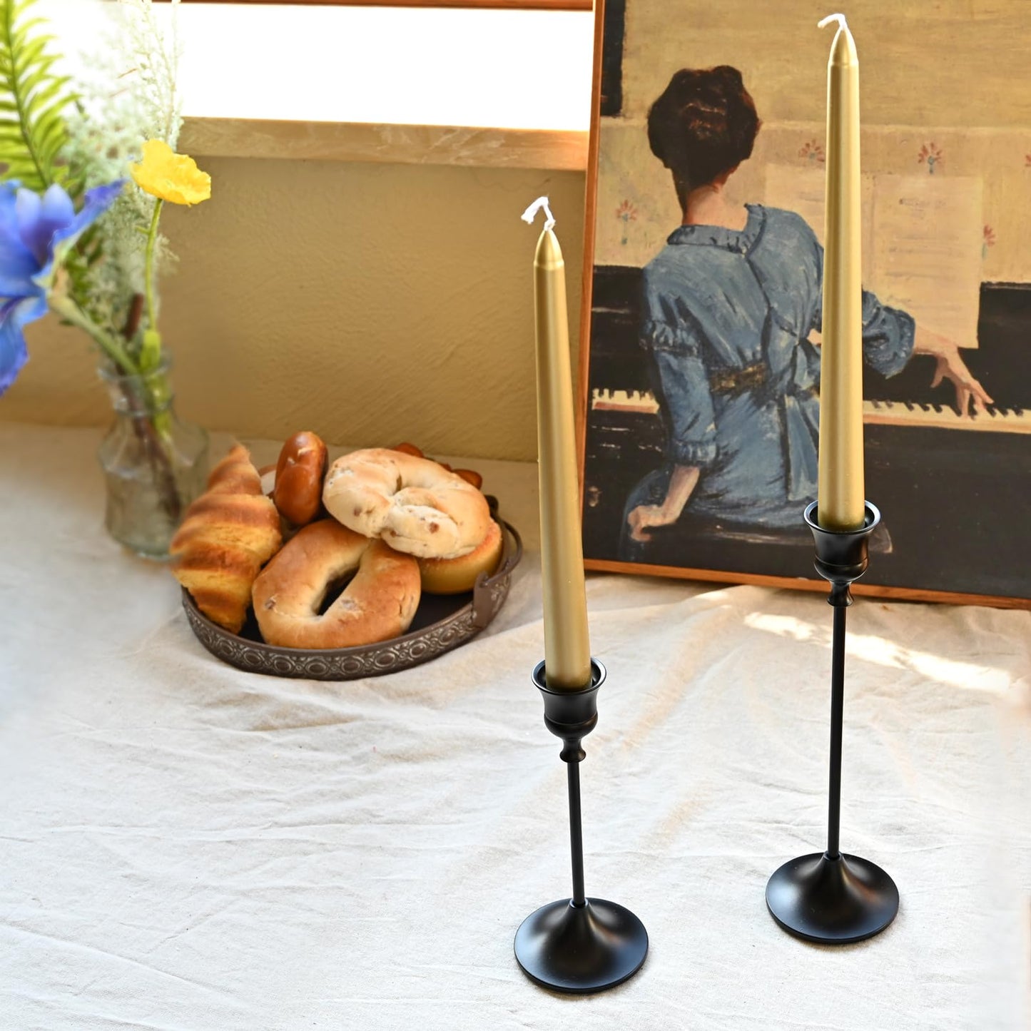 Candlestick Holders Black, 12 Packs Taper Candle Holder for Candlesticks, Candle Sticks Holder Decor for Home Decor