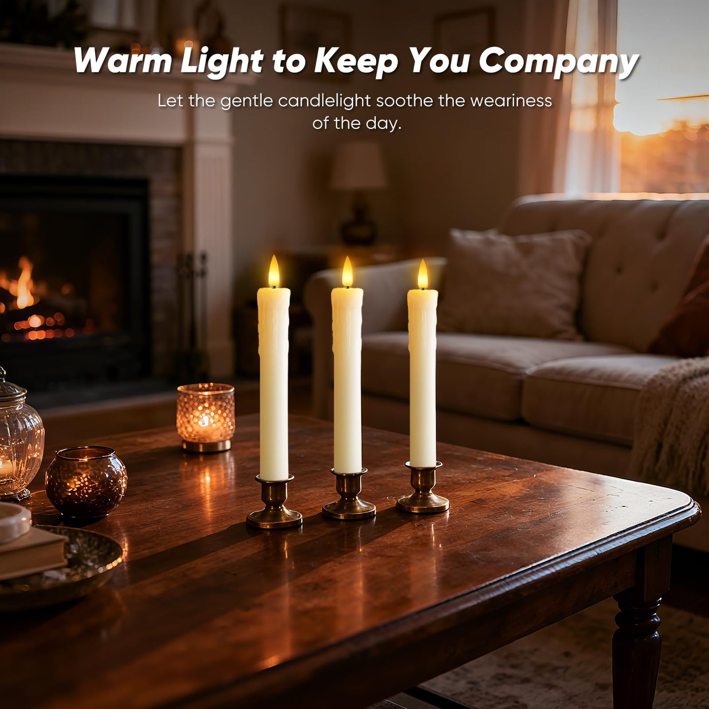 Meigic 7 Inches Dripless Flameless Taper Candles with Remote Timer Dimmer, Real Wax Battery Candlesticks, 3D Flame Fake Candlesticks for Home Wedding Christmas Decor, Ivory, 6 Pcs