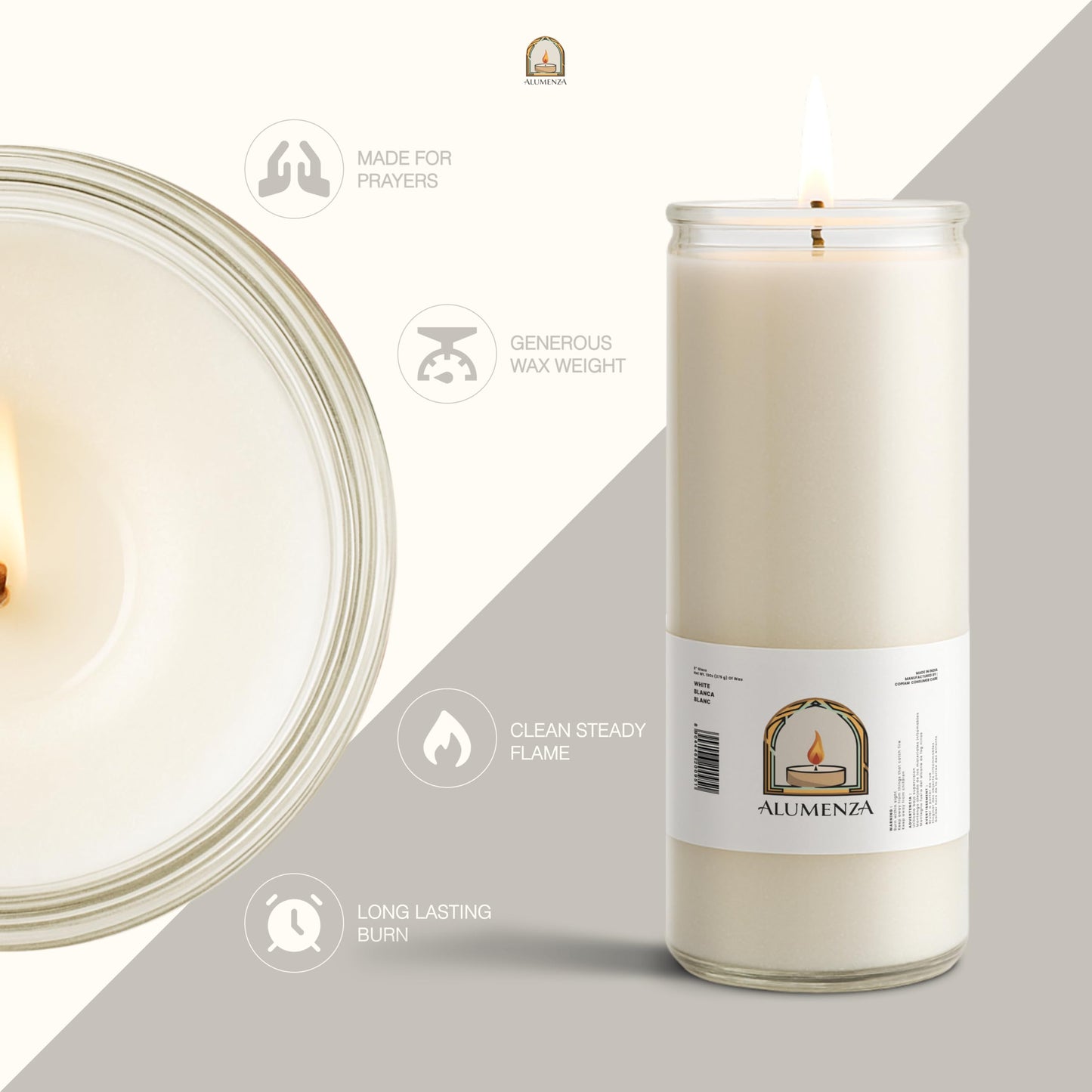 Alumenza 3 Pack Santa Muerte Candle in Glass Jar 90 Hours– Paraffin Wax, Clean Burning Unscented | Large & Tall Devotional Prayer Pillar Candles for Home, Memorial, Rituals